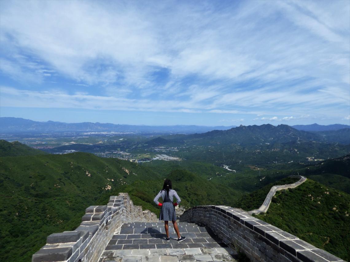 A photo of University of Bradford student Caroline Moseka at the Great Wall of China